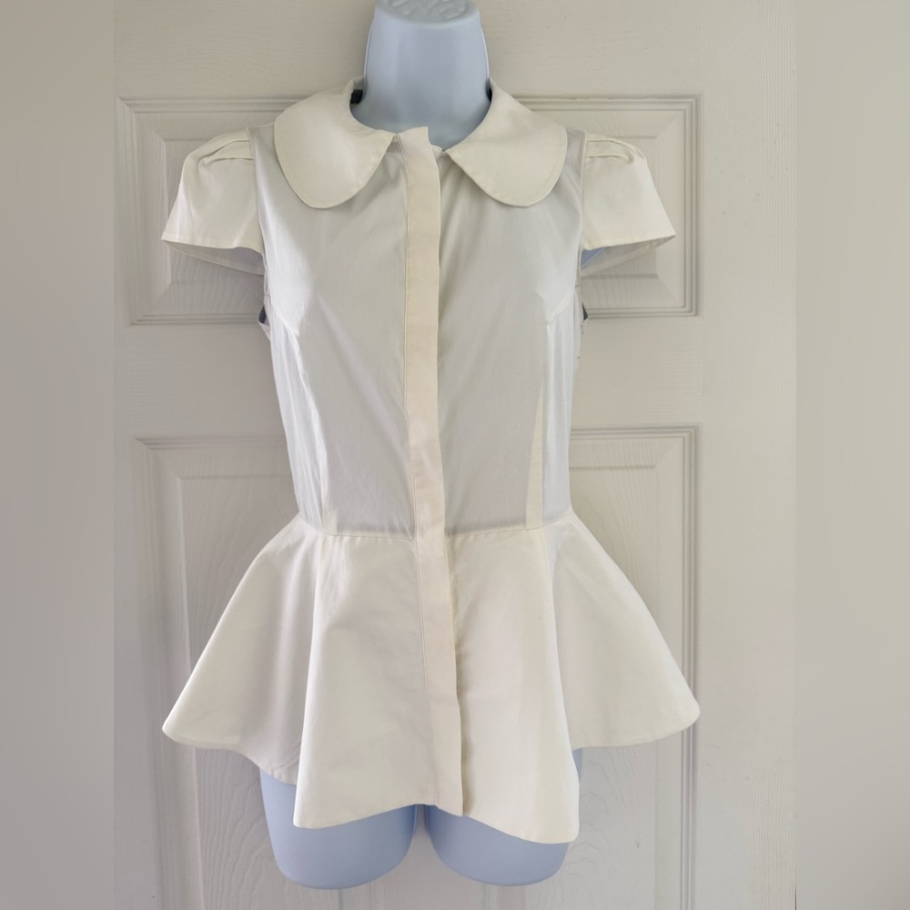 new Alice + Olivia Cream Peplum Blouse – Size XS-S - Picture 4 of 10